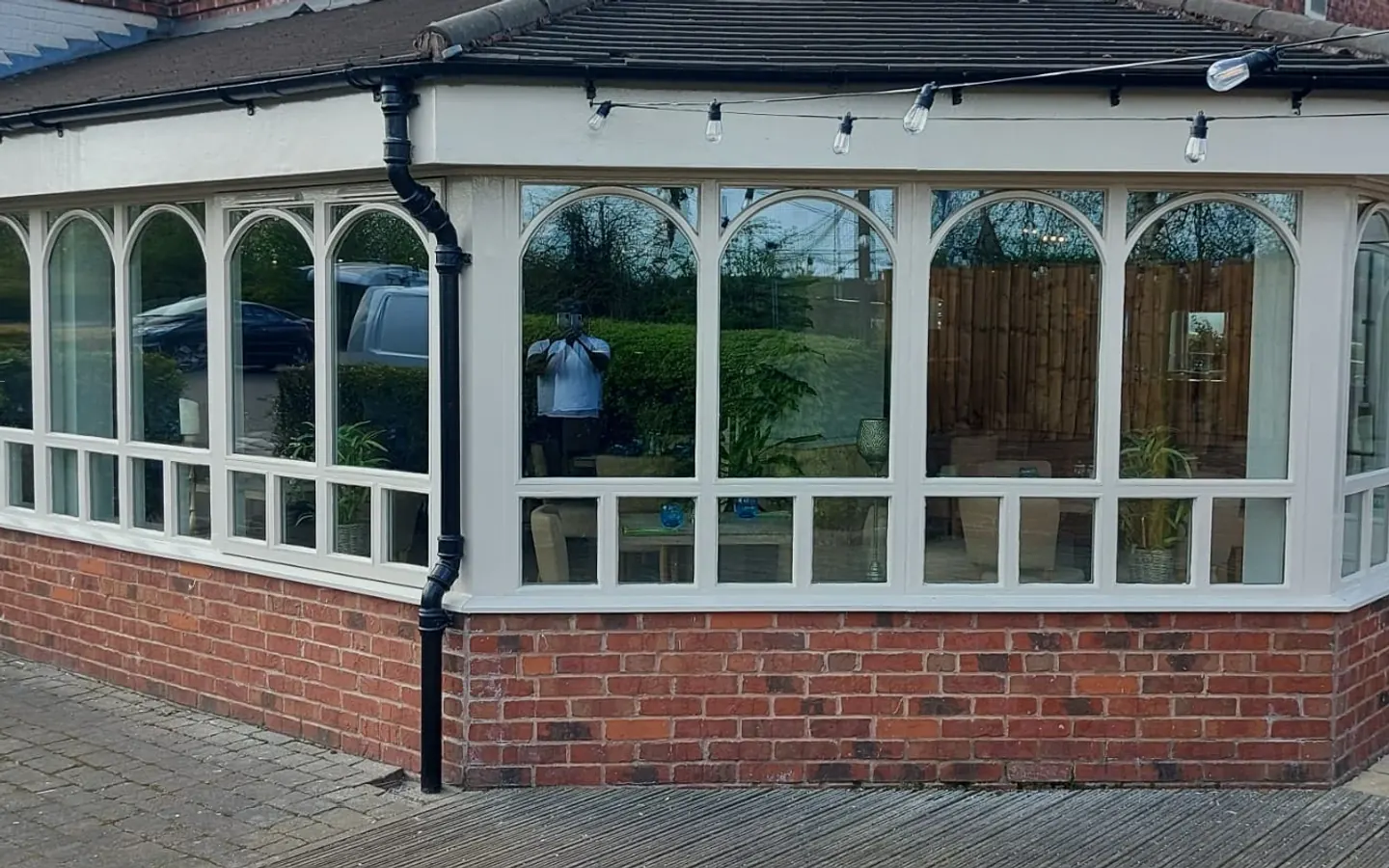The same exterior timber window elevation after decoration